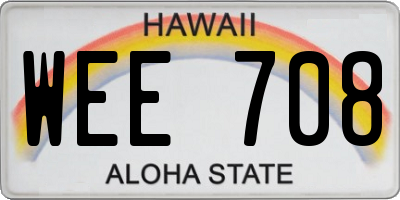 HI license plate WEE708