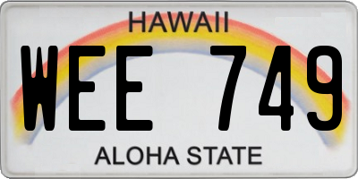 HI license plate WEE749