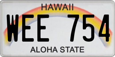 HI license plate WEE754