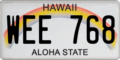 HI license plate WEE768