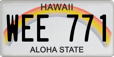 HI license plate WEE771