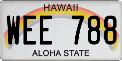 HI license plate WEE788