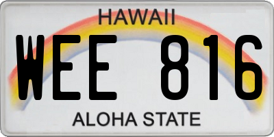 HI license plate WEE816