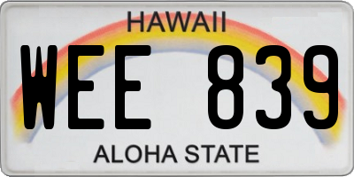 HI license plate WEE839