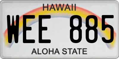 HI license plate WEE885