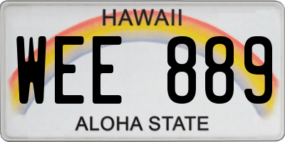 HI license plate WEE889