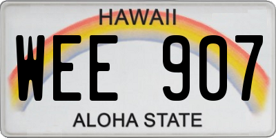 HI license plate WEE907