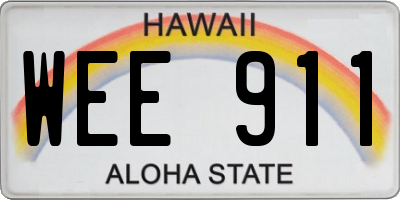 HI license plate WEE911