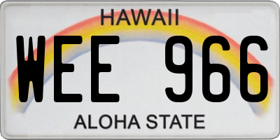 HI license plate WEE966