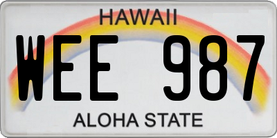 HI license plate WEE987