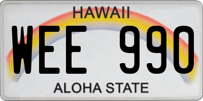 HI license plate WEE990