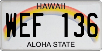 HI license plate WEF136