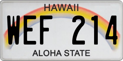 HI license plate WEF214