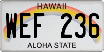 HI license plate WEF236