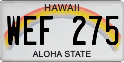 HI license plate WEF275