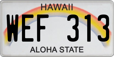 HI license plate WEF313