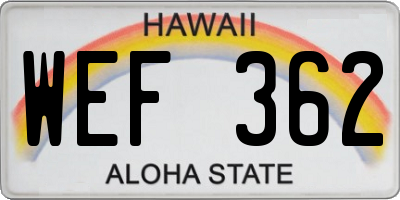 HI license plate WEF362
