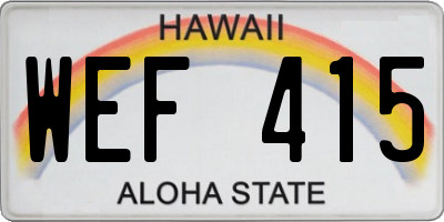 HI license plate WEF415