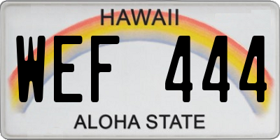 HI license plate WEF444