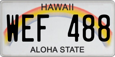 HI license plate WEF488