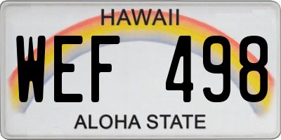 HI license plate WEF498