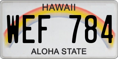 HI license plate WEF784