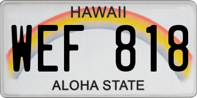 HI license plate WEF818