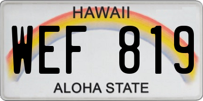 HI license plate WEF819