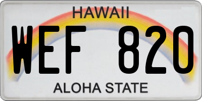 HI license plate WEF820