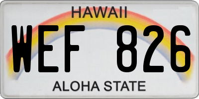 HI license plate WEF826