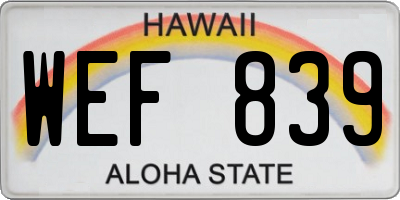 HI license plate WEF839