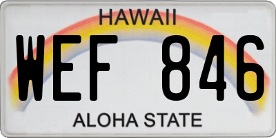 HI license plate WEF846
