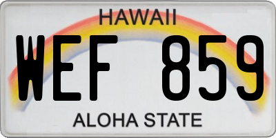HI license plate WEF859