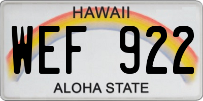 HI license plate WEF922