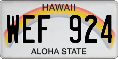 HI license plate WEF924