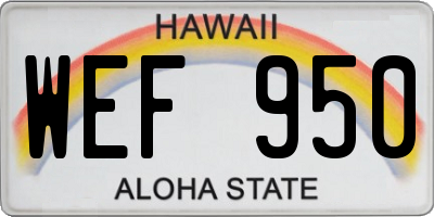HI license plate WEF950