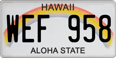 HI license plate WEF958
