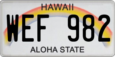 HI license plate WEF982