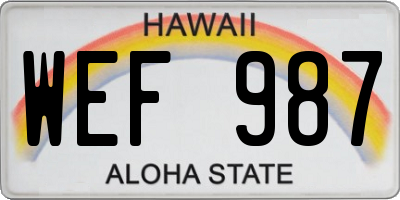 HI license plate WEF987