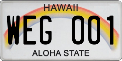HI license plate WEG001