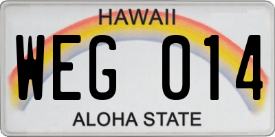 HI license plate WEG014