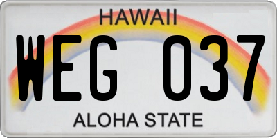 HI license plate WEG037