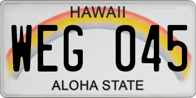 HI license plate WEG045