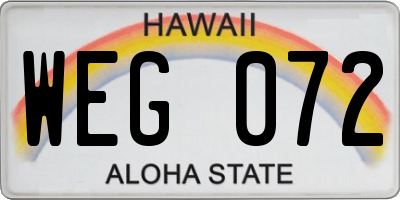 HI license plate WEG072