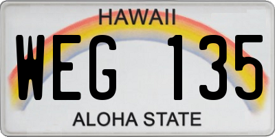 HI license plate WEG135