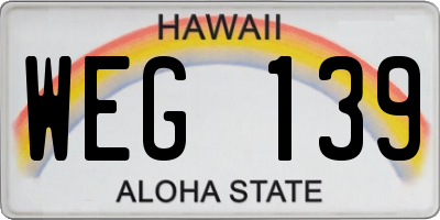 HI license plate WEG139