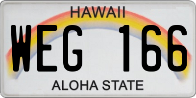 HI license plate WEG166