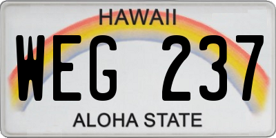 HI license plate WEG237
