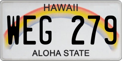 HI license plate WEG279