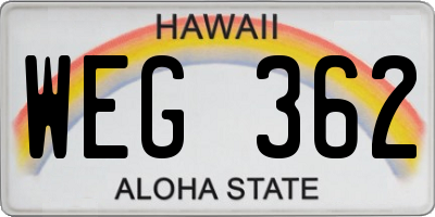 HI license plate WEG362